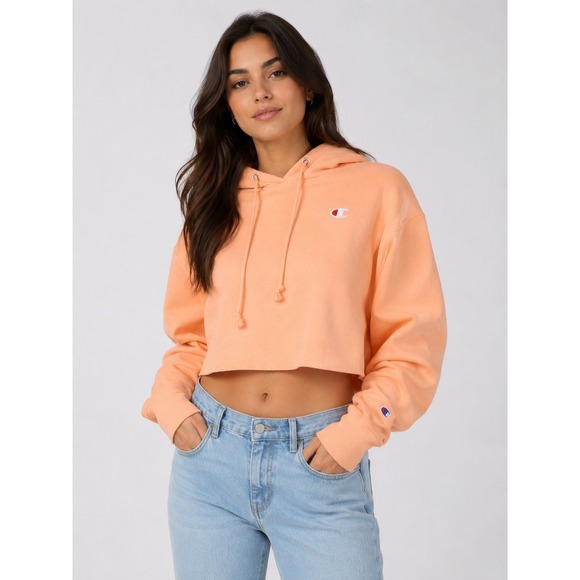 Champion Tops - NWT Champion Reverse Weave Cropped Cut Off Hoodie Sweatshirt Peach XL Oversized